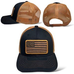 USA Flag Embroidered Patch Baseball Cap, Black, Snapback Mesh Hat